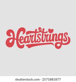 Heartstrings in typography text about valentine vector transparent background