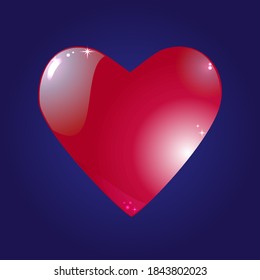 Heartt  for wedding and valentine design. Red glass heart, love symbol. 