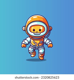 A heartwarming 2D cartoon astronaut mascot, Flat Cartoon Style, Vector illustration