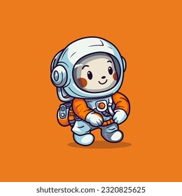 A heartwarming 2D cartoon astronaut mascot, Flat Cartoon Style, Vector illustration