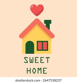 A heartwarming and colorful design celebrating the warmth, comfort, and love of a cozy home. Perfect for prints, cards, and home décor themes.