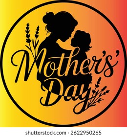A heartwarming Mother’s Day scene featuring a mother and child sharing a tender moment. The setting is bright and cozy, with soft pastel colors, flowers, and a handwritten “Happy Mother’s Day” message