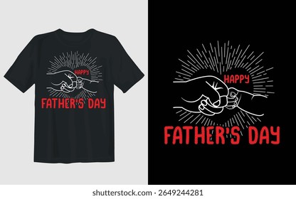 A heartwarming Father’s Day T-shirt design featuring a father and baby fist bump illustration. Radiating lines emphasize the special bond between dad and child. 