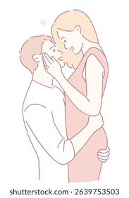 A heartwarming illustration of a couple sharing a loving moment, highlighting romance and connection