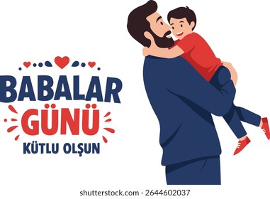 A heartwarming illustration of a father embracing his young son, celebrating Father's Day. 