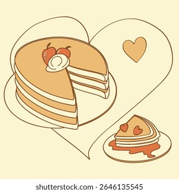 A heartwarming illustration of heart-shaped toast with a creamy heart-shaped butter design.