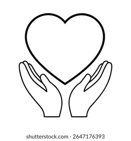 A heartwarming illustration of two hands gently cradling a large, symbolic heart. The design uses vibrant colors and clean lines.