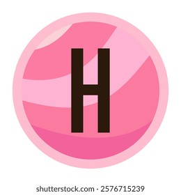 Heartwarming Letter H in Pink Bubble: Vibrant Valentine Typography Design for Love and Affection