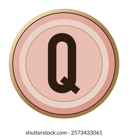 Heartwarming Letter “Q” in Soft Pink and Gold Circle - Perfect for Valentine’s Day Monograms