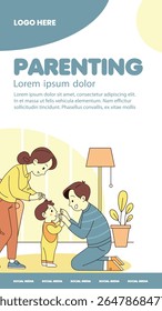 Heartwarming moment of Flat vector illustration of a parent teaching a toddler to walk, captured in warm and colorful tones, perfect for family and parenting themes.