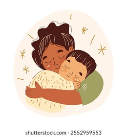 Ilustración de abrazo de padre e hijo reconfortante