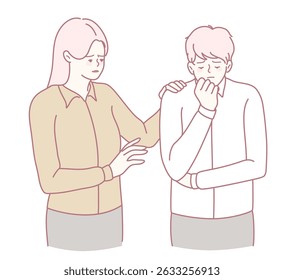 A heartwarming scene showing one friend providing comfort and support to another during a challenging time