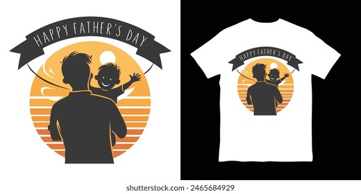 heartwarming silhouette illustration of a father and child celebrating Father's Day. Happy Fathers Day celebration