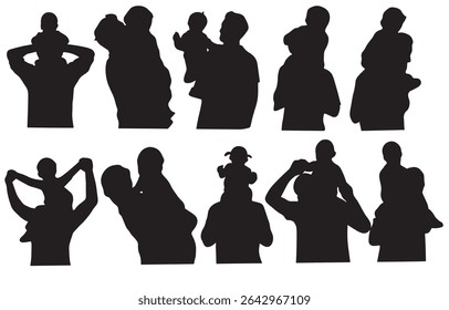 Heartwarming silhouette illustration of a father and child sharing a special moment Perfect for Father’s Day designs
