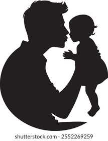 A heartwarming silhouette vector design capturing the tender moment of a parent kissing their child, symbolizing love, care, and family bonding.