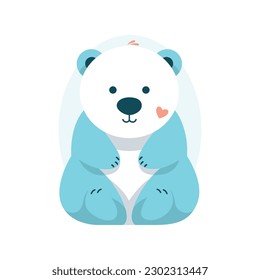 Heartwarming Smiling Polar Bear: Minimalist Flat Vector Illustration for Kids and Emoji