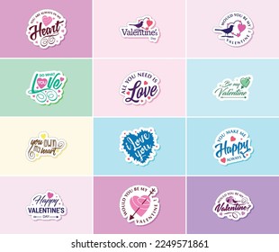 Heartwarming Valentine's Day Typography and Graphic Design Stickers