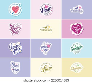 Heartwarming Valentine's Day Typography and Graphic Design Stickers