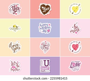 Heartwarming Valentine's Day Typography and Graphic Design Stickers