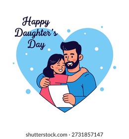 Eine herzerwärmende Vektorgrafik, die den Tag der Tochter feiert. Ein Vater und eine Tochter teilen einen besonderen Moment und betonen die Verbindung zwischen ihnen.