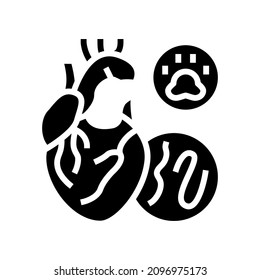 Herzwurm-Krankheit Glyph-Symbol Vektorgrafik. Anzeichen einer Herzwurmerkrankung. isoliertes Kontursymbol