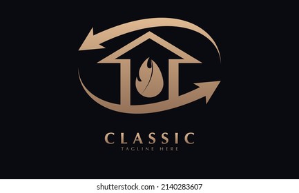 Heat or air conditioning abstract monogram vector logo template