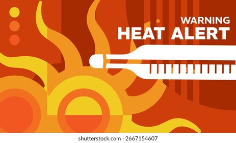 Alerta de calor, banner, fundo - ilustração vetorial