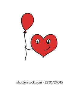 Heat with ballon icon for Valentines day. 
Vector illustration isolated on white background