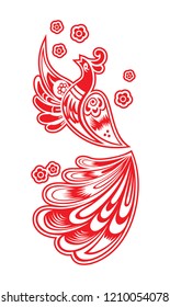 Heat bird vector Russian ornament