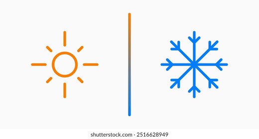 Iconos de calor y frío: Ilustración vectorial de iconos de calor y frío con fondo blanco