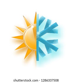 calor y frío, ilustración vectorial. indicación del clima caliente o frío.- Vector EPS 10