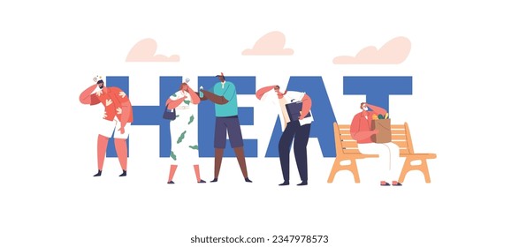 Heat Concept Characters Endure Discomfort From High Temperatures, Leading To Dehydration, Exhaustion