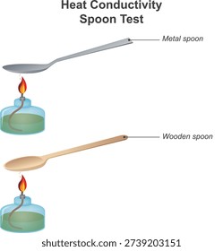 Heat Conductivity – Spoon Test Heating metal and wooden spoon
