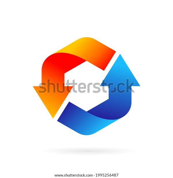 heat and cool\
arrows logo forming hexagon\
symbol