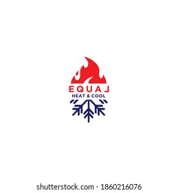 Heat and Cool Symbol, Fire and Snowflake All Season Concept Logo