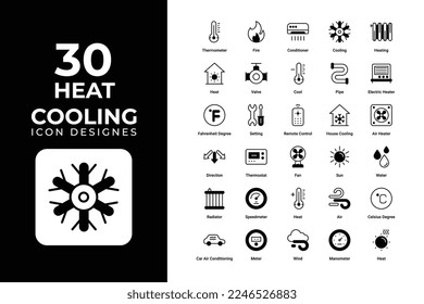 Iconos de calor y refrigeración establecen el diseño vectorial
