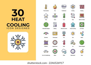 Iconos de calor y refrigeración establecen el diseño vectorial