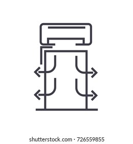 heat curtains vector line icon, sign, illustration on background, editable strokes