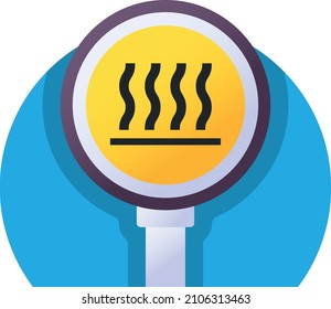 Vectorfarben-Vektorsymbol für die Wärmeemissionszone, modernes Verkehrsleitzeichen, regulatorisches und erkennbares Symbol, obligatorische Stockillustration der Straßenschilder, Hot Surface Concept,