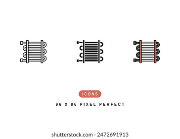 Heat Exchanger Icon. Electric Fan Radiator Pictogram Graphic Illustration. Isolated Simple Line Icon For Infographic, App and Web Button.