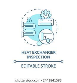 Heat exchanger inspection soft blue concept icon. Pipes examination. HVAC system diagnostics. Round shape line illustration. Abstract idea. Graphic design. Easy to use in promotional material