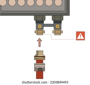 Heat Floor System For House. Icon Radiant Heating Floor. Pipe Heating Underfloor For Home. Icon For Electric Pipe. Vector.