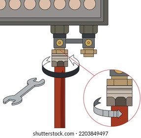 Heat Floor System For House. Icon Radiant Heating Floor. Pipe Heating Underfloor For Home. Icon For Electric Pipe. Vector.