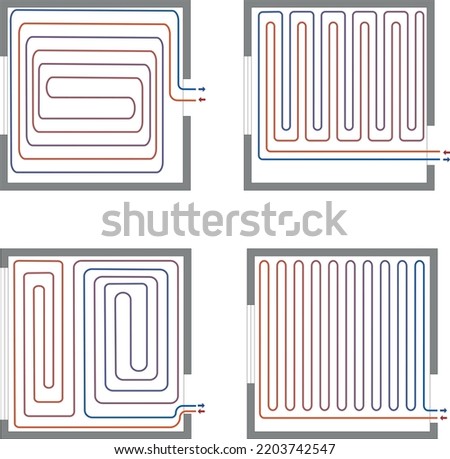 Similar – Foto Bild Rohrsystem einer Fußbodenheizung in einem im Bau befindlichen Wohngebäude