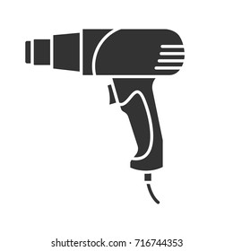 Heat Gun Glyph Icon. Silhouette Symbol. Hot Air Gun. Negative Space. Vector Isolated Illustration