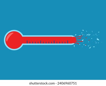 el calor es tan alto que el termómetro se rompe. vector 