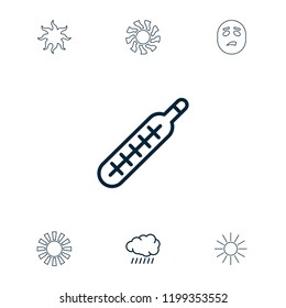 Heat icon. collection of 7 heat outline icons such as sun, thermometer. editable heat icons for web and mobile.