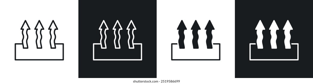 Heat icon collection in black and white filled and stroke line style.