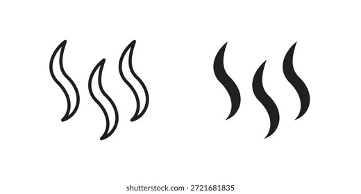 Heat icon flat and thin stroke vector pack. Editable icons set