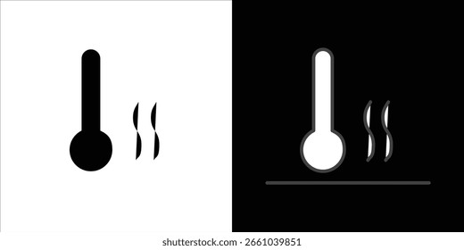 Heat icon in flat version on black and white background